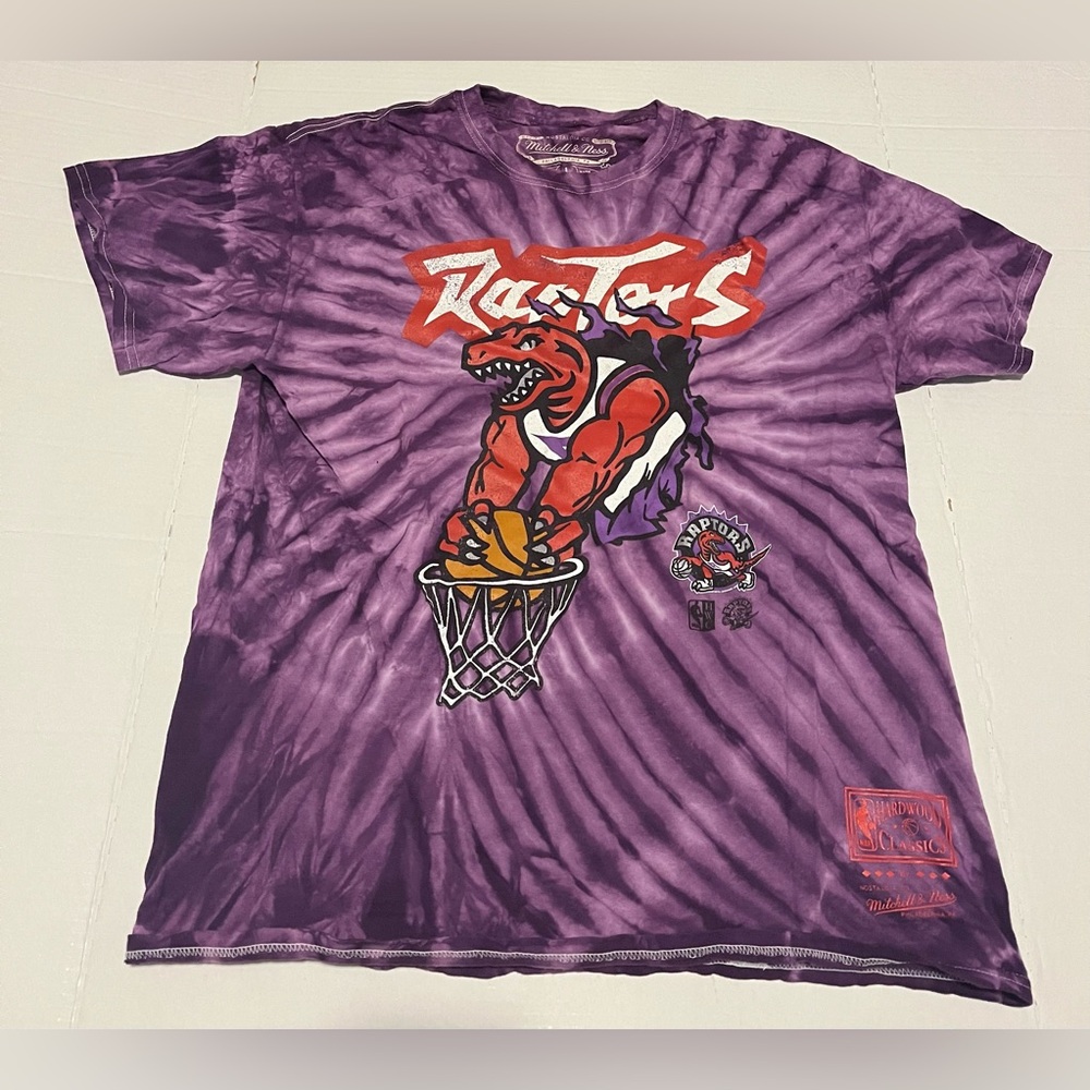 Mitchell & Ness T-Shirt Adult Men Large Purple Toronto Raptors Tie Dye Shirt